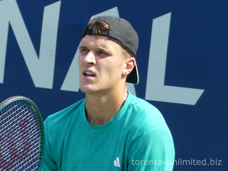Jakub Mensik (CZE) on the Court with Triastan Boyer (USA), July 30, 2025. 