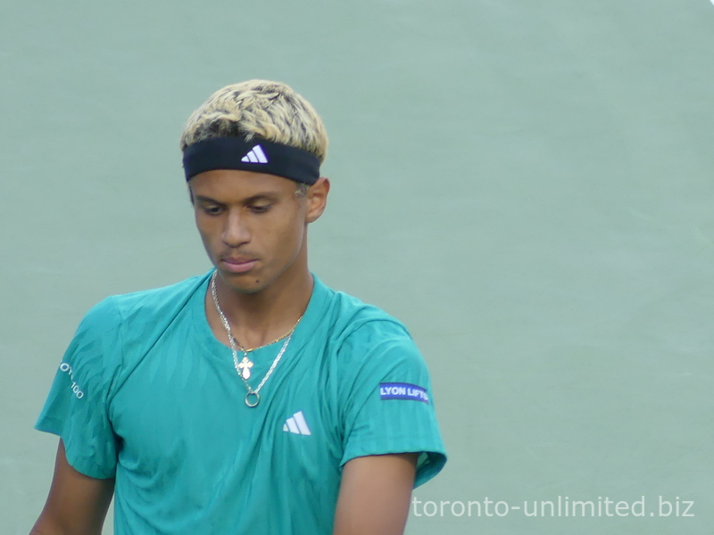 Closeup of a Canadian player, Gabriel Diallo, on the Centre Court, August 1, 2025, NBO 