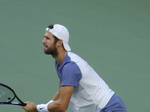Close-up of Karen Khachanov expecting the serve from Ben Shelton