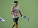 Another close-up of Ben Shelton walking on Centre Court in the match with Karen Khachanov on August 7, 2025