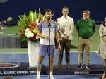 Karen Khachanov gave his speech to the spectators. NBO 2025 Championship game August 7, 2025