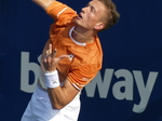 Jiri Lehecka (CZE) is finishing his serve to Mackenzie McDonald (USA), July 30, 2025, NBO 2025 Toronto.