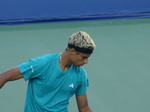 Canadian Gabriel Diallo is playing with the American Taylor Fritz on the Centre Court on August 1, 2025