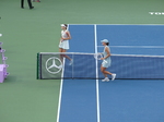 Final is over and Champion Iga Swiatek and Elena Rybakina walking to the Chair Umpire to shake the hands
