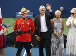 Karl Hale, Tournament Director with raised hand, Lucie Blanchet, Suzan