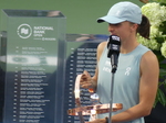 NBO 2026 Champion Iga Swiatek with her Trophy talking to the public