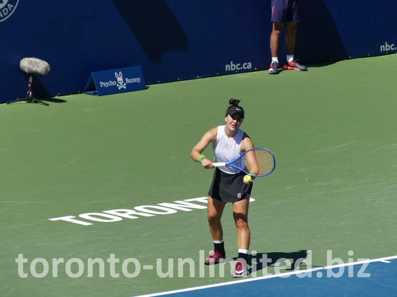 Canadian Bianca Andreescu is preparing her serve on Central Court.