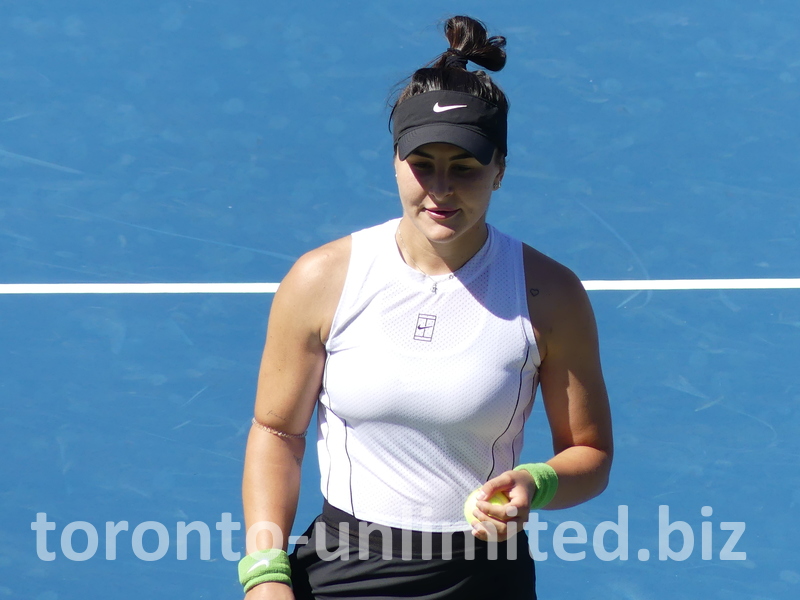 What is the expression on Bianca Andreescu's face telegraphing her opponent?