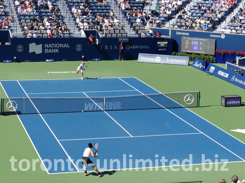 Central Court view of the match with Bartunkova serving.