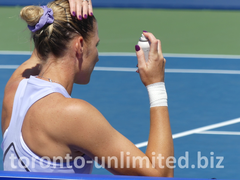 For Karolina Pliskova, it is time to do her hair before her match.