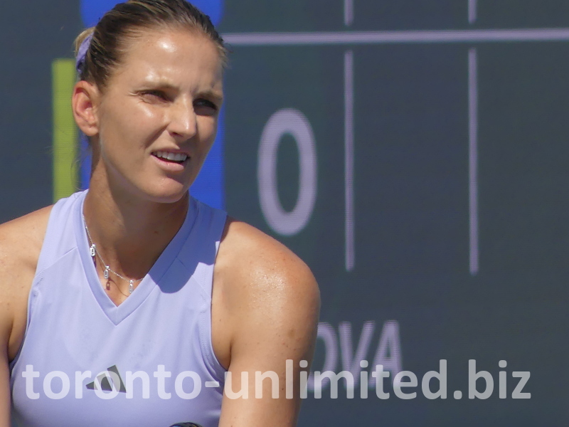 Karolina Pliskova's face close-up with her serve to Mirra Andreva