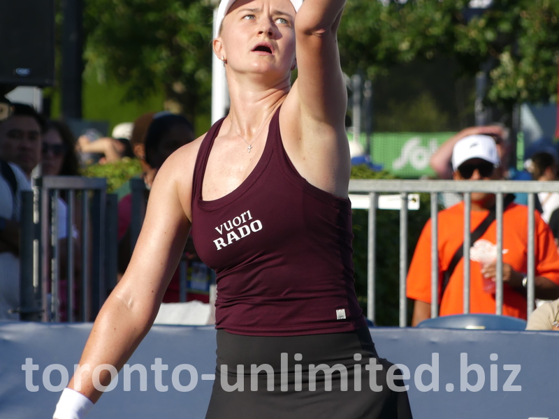 Stretched Barbora Krejcikova at the start of her serve
