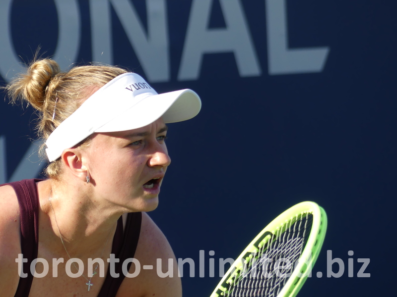 Concentrated face of Barbora Krejcikova.