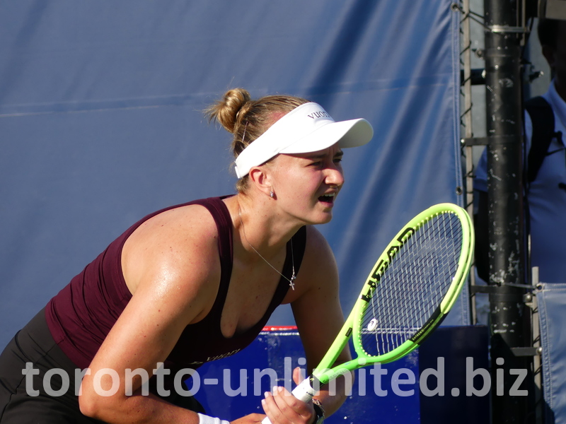 Concentrated face of Barbora Krejcikova.