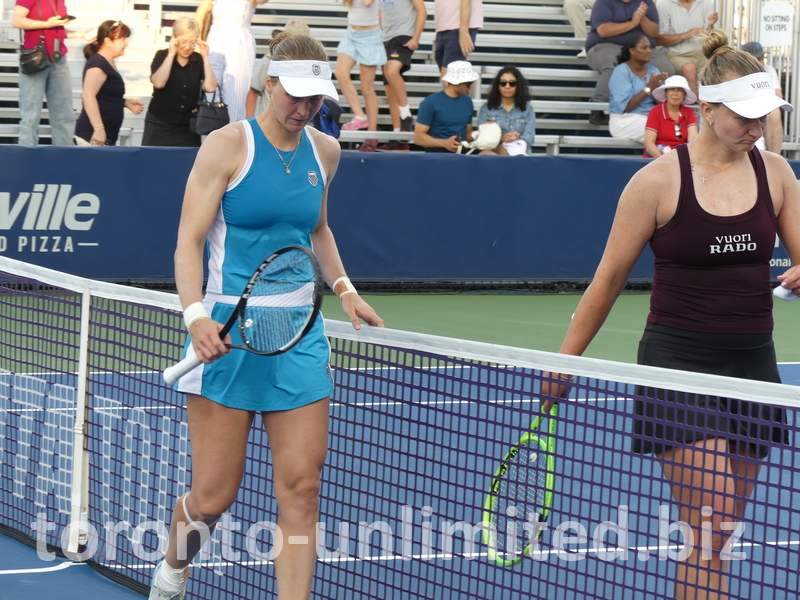 Winner Liudmila Samsonova walking with Barbara Krejcikova. Watch Barbora's face.