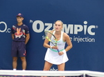 Concentrated Sara Bejlek behind the baseline.