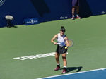 Canadian Bianca Andrescu is preparing her serve on Central Court.