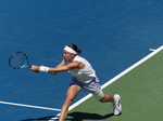 Stretched out, Nikola Bartunkova on the Court.