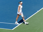 Expressive posture of Nikola Bartunkova on the Centre Court.