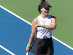 Andrea Andrescu with a grimacing expression on the Court.