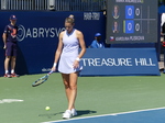 Karolina Pliskova is serving at the start of the match.