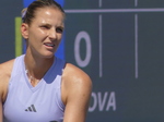 Karolina Pliskova's face close-up with her serve to Mirra Andreva