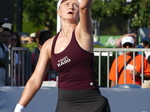Stretched Barbora Krejcikova at the start of her serve