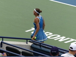 Marta Kostyuk walks on the Court.