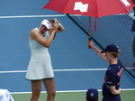There is always a good time to do your hair, as Elena Rybakina does during her match with Samsonova.