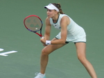 Elena Rybakina expects the serve ball.