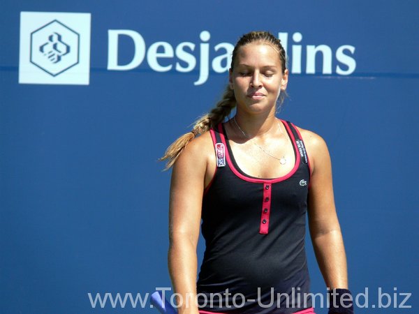 Relaxation moment by Dominika Cibulkova of Slovakia.