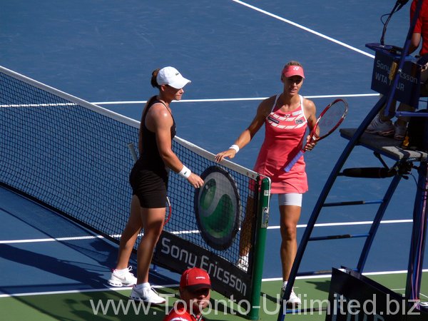 Elena Dementieva has just won match against Samantha Stosur.