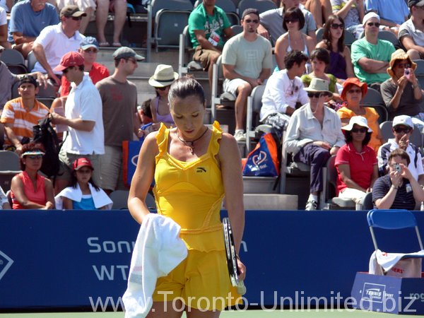 Jelena Jankovic on Granstand Court playing Patty Schnyder.