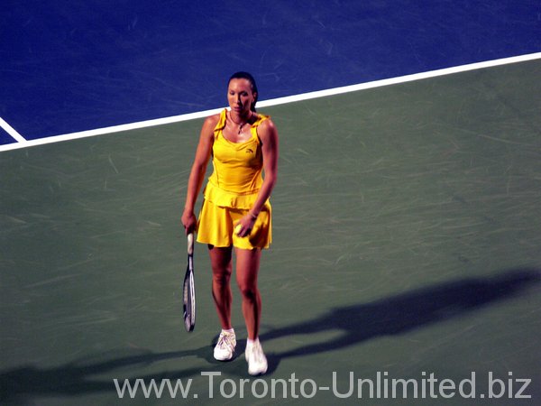 Jelena Jankovic on Stadium Court playing Kim Clijster