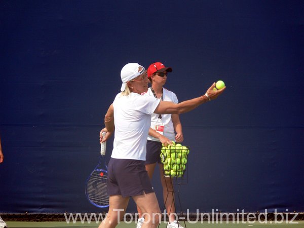 Martina Navratilova, practice for opening night at Rogers Cup 2009.