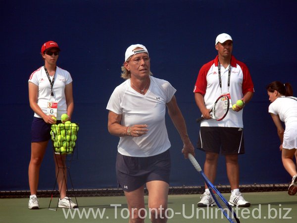 Martina Navratilova practicing.