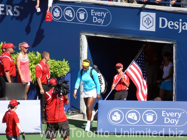 Serena Williams coming to Stadium Court.