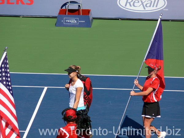 Lucie Safarova of Czech Republic coming to Stadium Court.