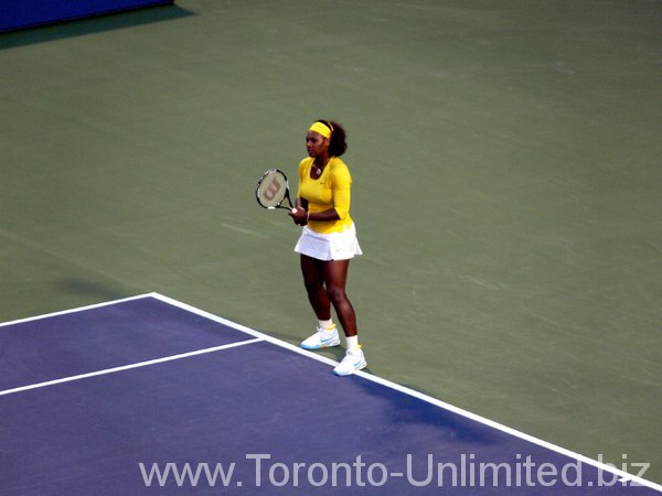 Serena Williams receiving against Yaroslava Shvedova.