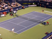 Elena Baltacha and Kim Clijster on Stadium Court.