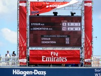 Scoreboard, Rexall Centre, Stosur, Dementieva; 7 : 6, 1 : 6, 2 : 2 in third set.