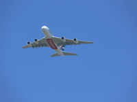 Emirates Day. Emirates Airbus a380 over Rexall Centre.