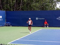 Ai Sugiyama of Japan, playing Iveta Benesova of Czech Republic.