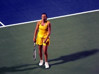Jelena Jankovic on Stadium Court playing Kim Clijster