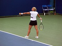 Kaia Kanepi of Estonia playing Lucie Safarova of Czech Republic.