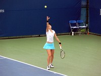 Lucie Safarova of Czech Republic serving.