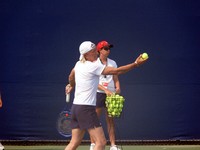 Martina Navratilova, practice for opening night at Rogers Cup 2009.