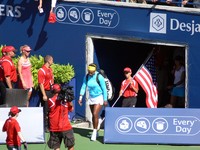 Serena Williams coming to Stadium Court.