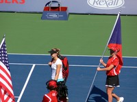 Lucie Safarova of Czech Republic coming to Stadium Court.