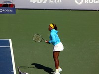 Serena Williams on Stadium Court, playing Lucie Safarova.